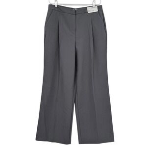 Liz Claiborne Women's Margot Wide Leg Stretch Pleated Charcoal Trouser Sz 14 NWT